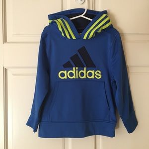 Adidas Kids Hoodie Sweatshirt Jacket Blue Yellow Stripes and Embroidering Boys 5